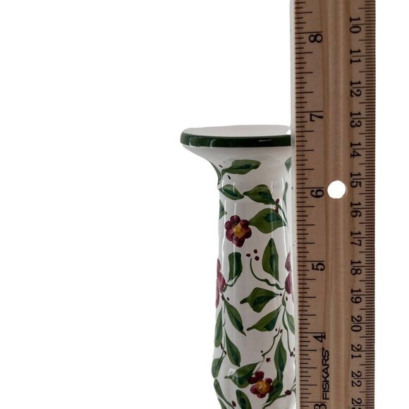 VTG RC & CLPorcelain Candlesticks Portugal Handpainted Flowers Vines - Picture 7 of 10